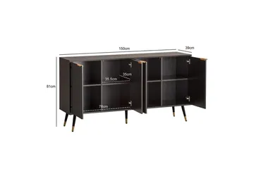 Skænk Wohnling Folieret spånplade egetræslook 150 cm 4 døre moderne - Møbler - Borde - Aflastningsbord - Konsolbord & sidebord