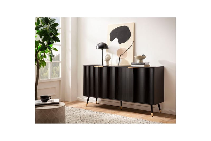 Skænk Wohnling Folieret spånplade egetræslook 150 cm 4 døre moderne - Møbler - Borde - Aflastningsbord - Entrébord