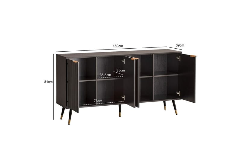 Skænk Wohnling Folieret spånplade egetræslook 150 cm 4 døre moderne - Møbler - Borde - Aflastningsbord - Entrébord
