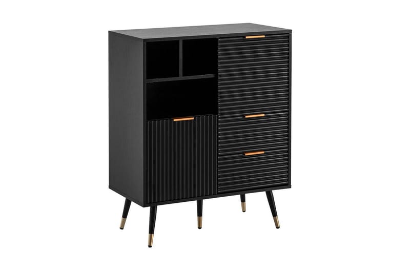 Skænk Wohnling Folieret spånplade egetræslook 77 cm 2 døre 2 skuffer opbevaringsplads moderne - Møbler - Borde - Aflastningsbord - Lampebord