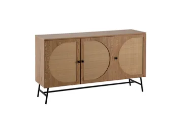 Skænk Wohnling Folieret spånplade egetræslook halvcirkel rattanvævet look 3 døre moderne - Opbevaring - Opbevaringsmøbler - Skænke & sideboards