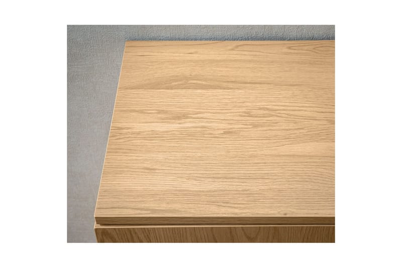 Skænk Wohnling Folieret spånplade egetræslook halvcirkel rattanvævet look 3 døre moderne - Møbler - Borde - Aflastningsbord - Lampebord