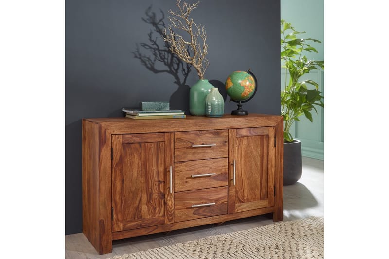Skænk Wohnling Massivt træ 118 x 40 cm 2 døre 3 skuffer landstil - Møbler - Borde - Aflastningsbord - Lampebord
