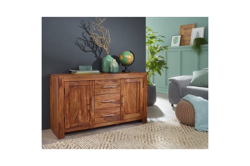 Skænk Wohnling Massivt træ 118 x 40 cm 2 døre 3 skuffer landstil - Møbler - Borde - Aflastningsbord - Lampebord