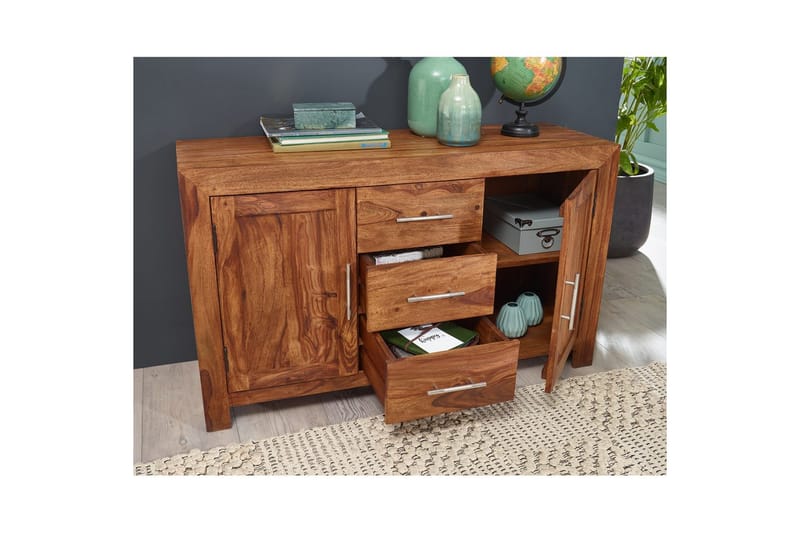 Skænk Wohnling Massivt træ 118 x 40 cm 2 døre 3 skuffer landstil - Møbler - Borde - Aflastningsbord - Lampebord