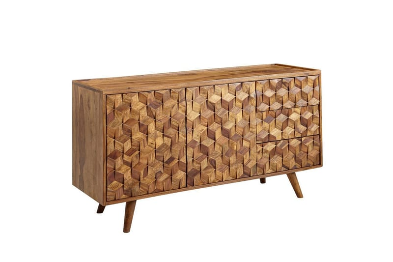 Skænk Wohnling Massivt træ 3D kubeoptik front 138 cm Bondehus - Møbler - Borde - Aflastningsbord - Lampebord