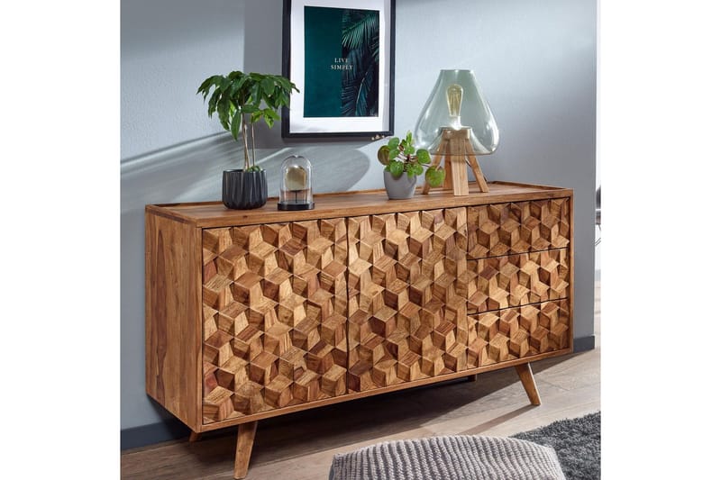 Skænk Wohnling Massivt træ 3D kubeoptik front 138 cm Bondehus - Møbler - Borde - Aflastningsbord - Lampebord