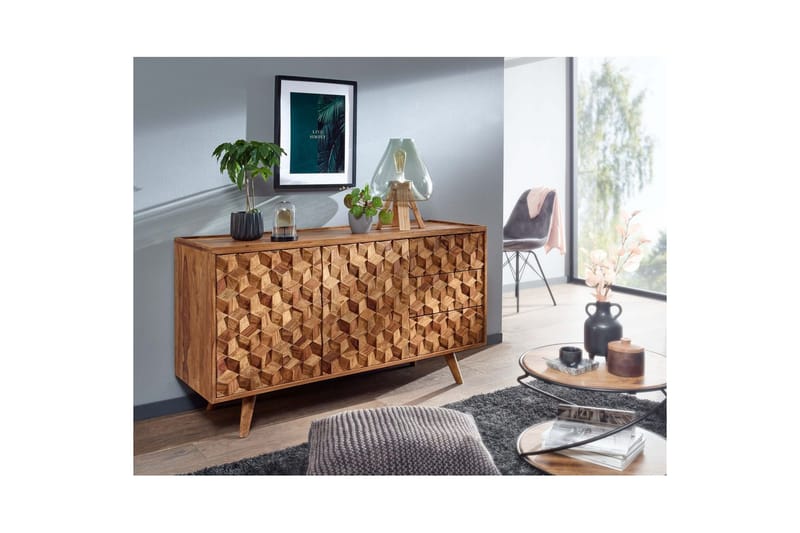 Skænk Wohnling Massivt træ 3D kubeoptik front 138 cm Bondehus - Møbler - Borde - Aflastningsbord - Lampebord