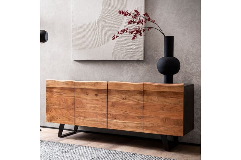 Skænk Wohnling Massivt træ kant 180 cm 4 døre industriel - Opbevaring - Opbevaringsmøbler - Skænke & sideboards