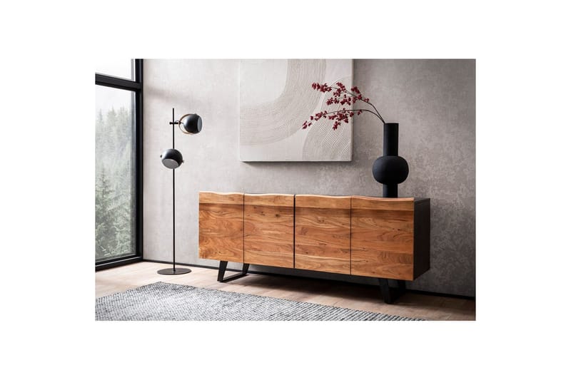 Skænk Wohnling Massivt træ kant 180 cm 4 døre industriel - Opbevaring - Opbevaringsmøbler - Skænke & sideboards