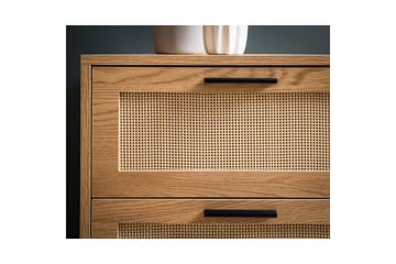 Skænk Wohnling Melaminbelagt MDF Egeoptik 3 skuffer 1 dør med rattanfront Moderne - Opbevaring - Opbevaringsmøbler - Skænke & sideboards