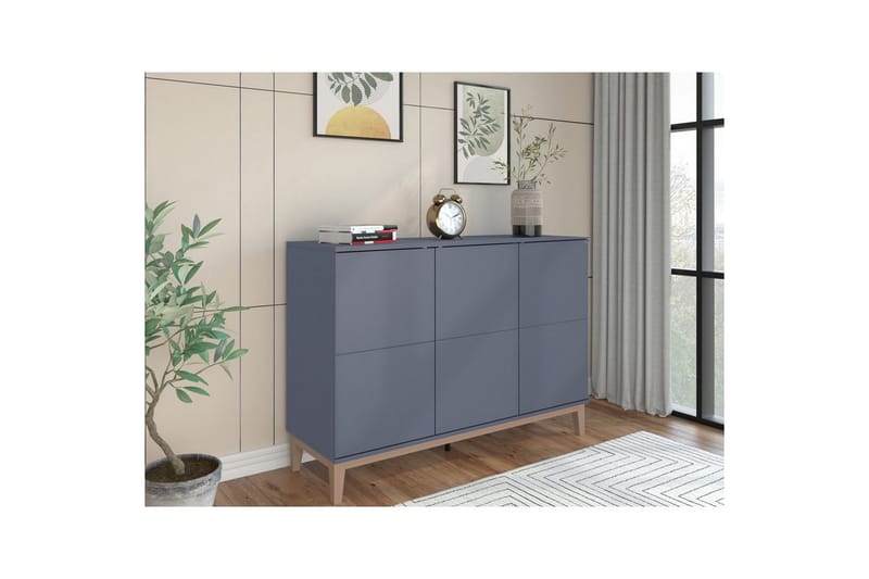 Skænk Pelle 120x41x85 cm, Grå/Wotan Eg - 120x41x85 cm, Grå/Wotan Eg - Opbevaring - Opbevaringsmøbler - Skænke & sideboards