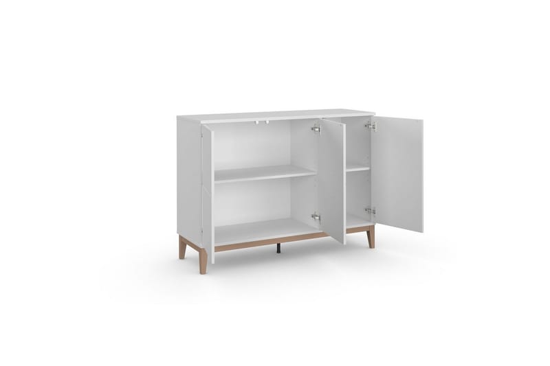 Skænk Pelle 120x41x85 cm, Hvid/Wotan Eg - 120x41x85 cm, Hvid/Wotan Eg - Opbevaring - Opbevaringsmøbler - Skænke & sideboards