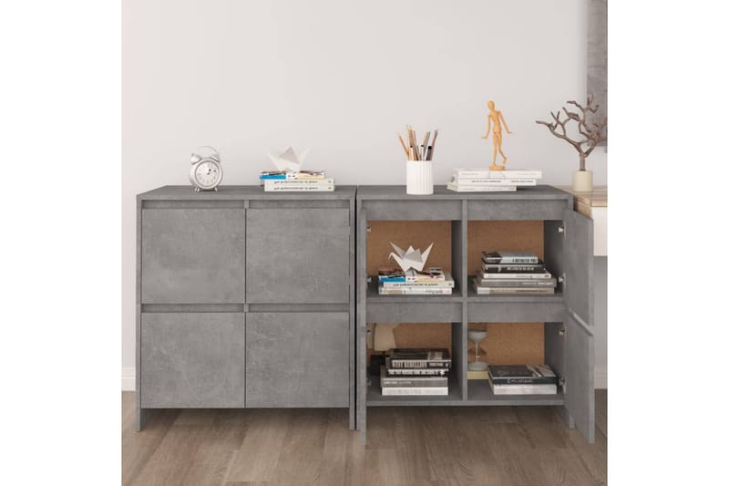skænke 2 stk. 70x41x75 cm spånplade betongrå - Grå - Opbevaring - Opbevaringsmøbler - Skænke & sideboards