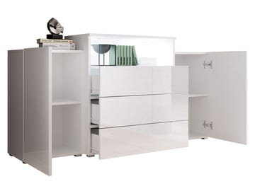 skab Kommode 2 døre 3 skuffer URBAN URBIII1500 + LED grå, brun - Opbevaring - Opbevaringsmøbler - Skænke & sideboards