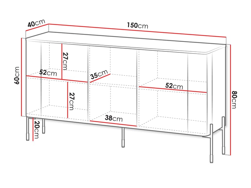 skab NO_BRAND Kommode VERA 150 brun - Opbevaring - Opbevaringsmøbler - Skænke & sideboards