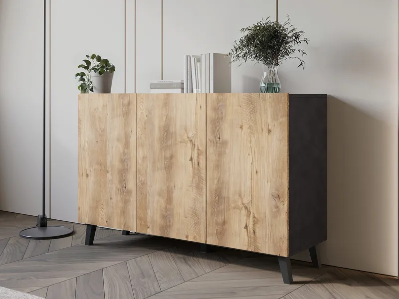 skab NO_BRAND Kommode PHUKET 120 grå, brun - Opbevaring - Opbevaringsmøbler - Skænke & sideboards
