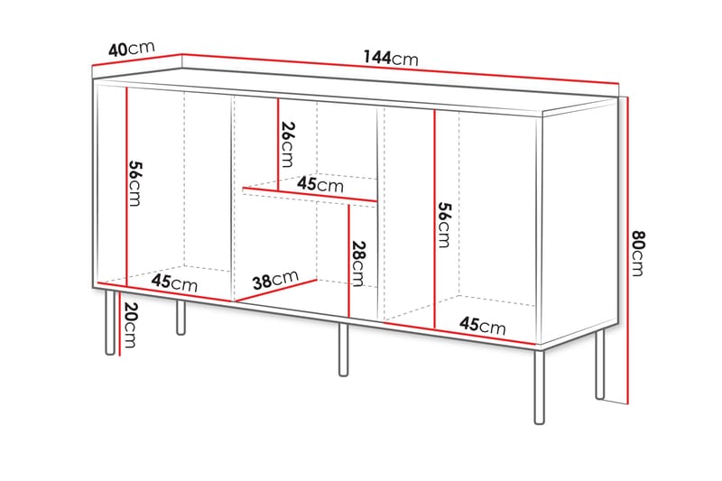 Stintino Skænk 144x40 cm - Grå - Opbevaring - Opbevaringsmøbler - Skænke & sideboards