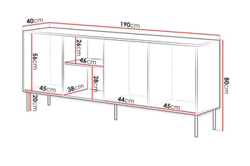 Stintino Skænk 190x40 cm - Hvid/Grå - Opbevaring - Opbevaringsmøbler - Skænke & sideboards