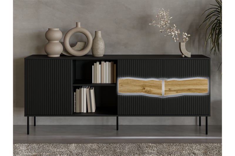 Stintino Skænk 190x40 cm - Sort/Brun - Opbevaring - Opbevaringsmøbler - Skænke & sideboards