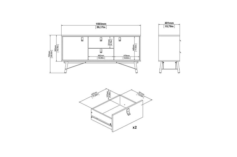 Tadami skænk 150x40 cm - Opbevaring - Opbevaringsmøbler - Skænke & sideboards