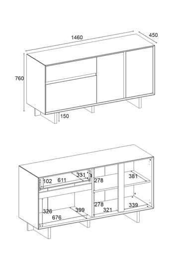 Tavon Konsol 146x76x45 cm - Milano Walnut - Opbevaring - Opbevaringsmøbler - Skænke & sideboards