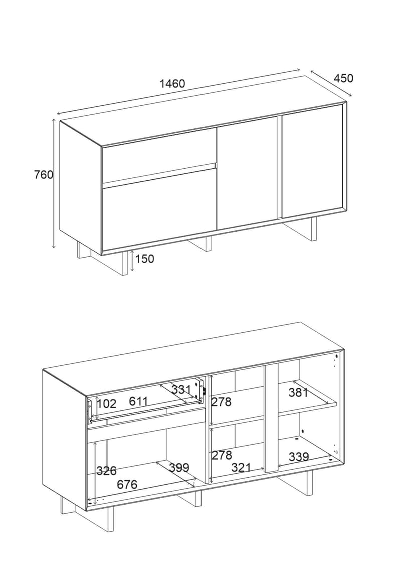 Tavon Konsol 146x76x45 cm - Milano Walnut - Opbevaring - Opbevaringsmøbler - Skænke & sideboards