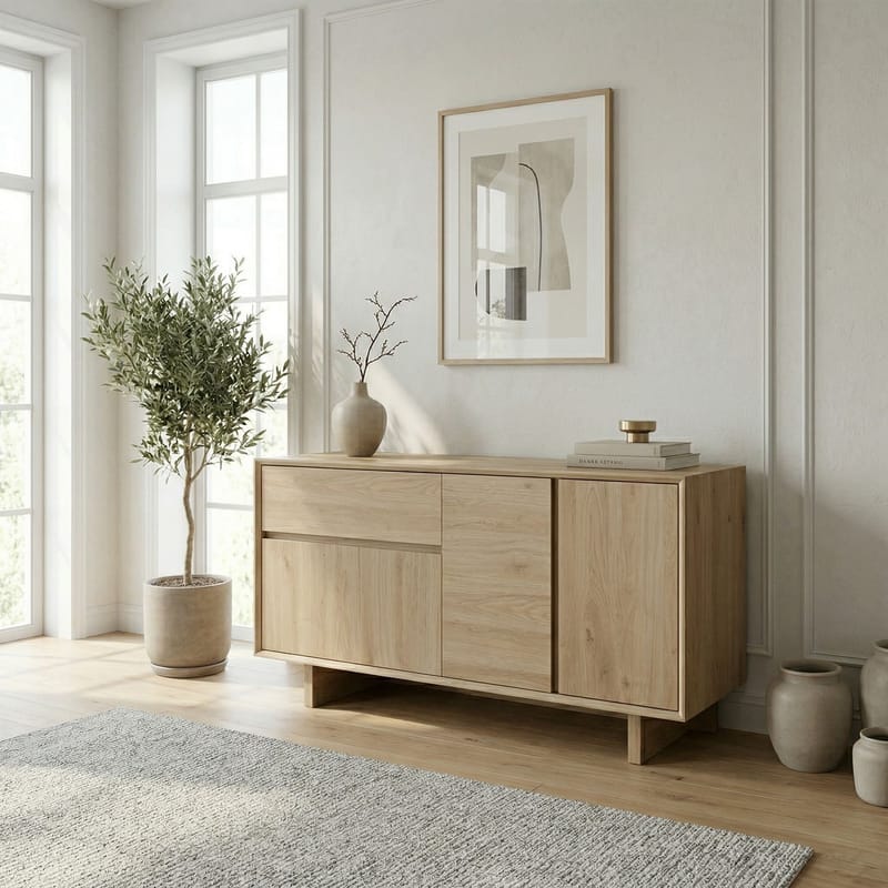 Tavon Konsol 146x76x45 cm - Natur eg - Opbevaring - Opbevaringsmøbler - Skænke & sideboards