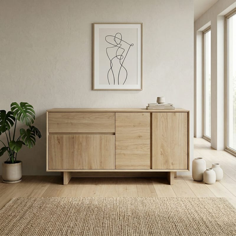 Tavon Konsol 146x76x45 cm - Natur eg - Opbevaring - Opbevaringsmøbler - Skænke & sideboards