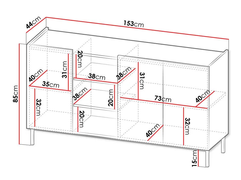 Tavrin Skænk 153x44 cm - Beige - Opbevaring - Opbevaringsmøbler - Skænke & sideboards