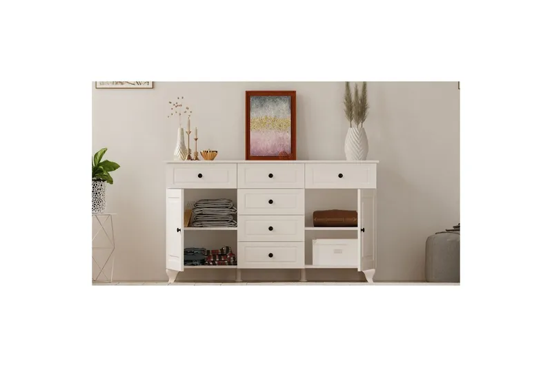 Thoro Hjørnekommode 130 cm - Mat Hvid - Opbevaring - Opbevaringsmøbler - Kommode