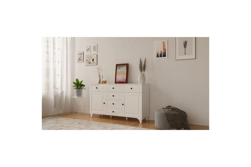 Thoro Hjørnekommode 130 cm - Mat Hvid - Opbevaring - Opbevaringsmøbler - Kommode