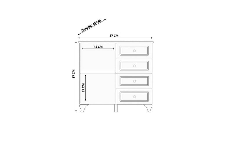 Thoro Hjørnekommode 87 cm - Mat Hvid - Opbevaring - Opbevaringsmøbler - Kommode
