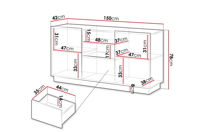 Torvalen Skænk 150x42 cm - Sort - Opbevaring - Opbevaringsmøbler - Skænke & sideboards