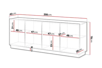 Torvalen Skænk 200x42 cm - Beige - Opbevaring - Opbevaringsmøbler - Skænke & sideboards
