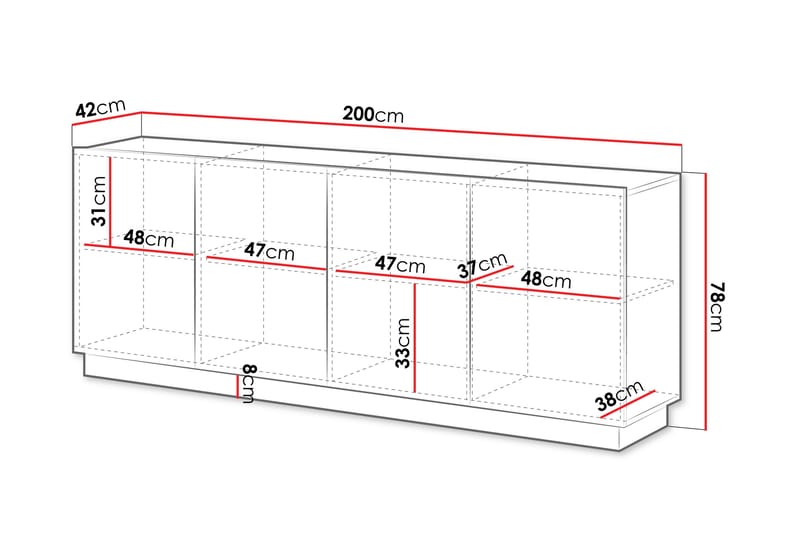 Torvalen Skænk 200x42 cm - Hvid - Opbevaring - Opbevaringsmøbler - Skænke & sideboards