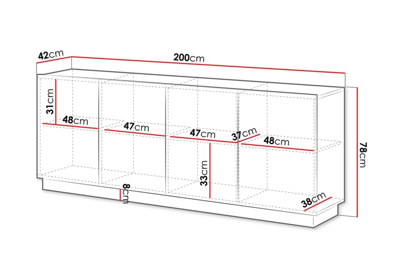 Torvalen Skænk 200x42 cm - Hvid - Opbevaring - Opbevaringsmøbler - Skænke & sideboards