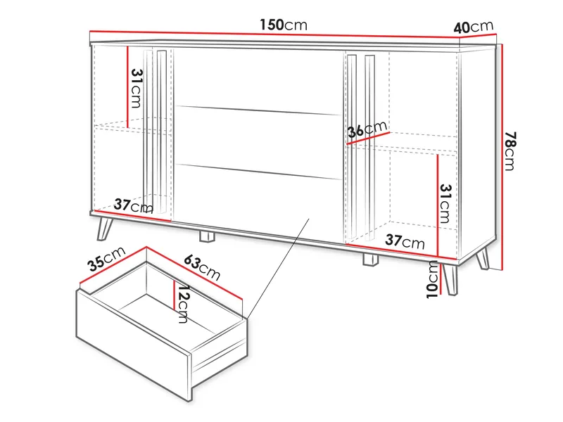 Torvos Kommode 150 cm - Brun/Sort - Opbevaring - Opbevaringsmøbler - Kommode