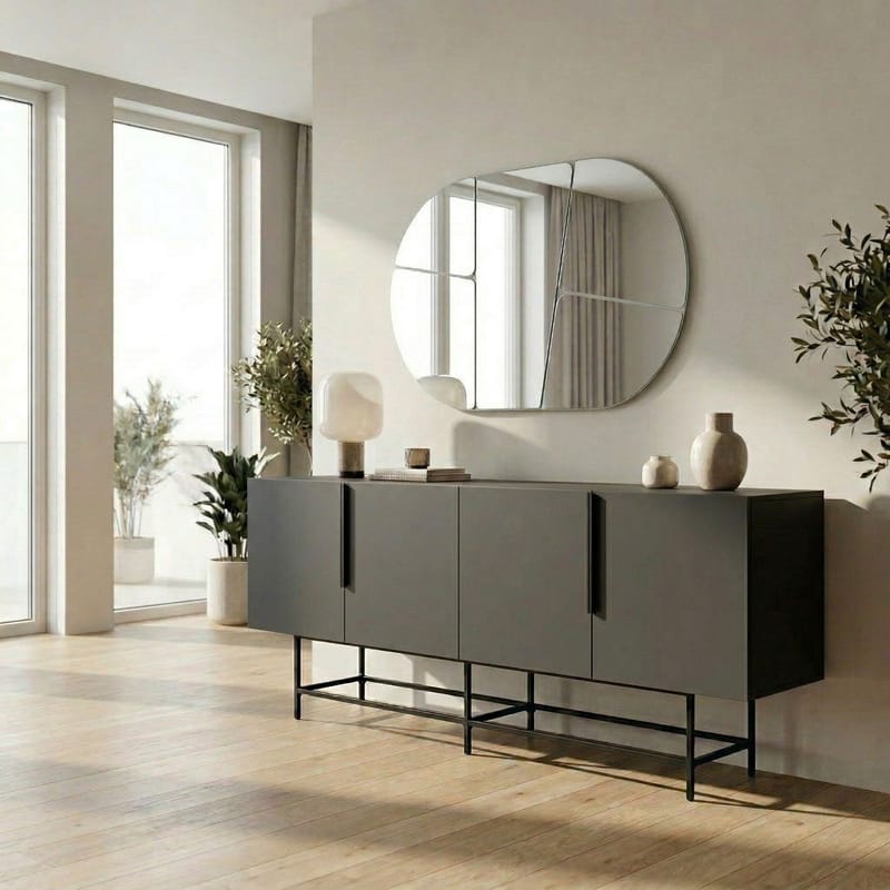 Truvia Konsol 200x77,9x40 cm - Antracit og sort - Opbevaring - Opbevaringsmøbler - Skænke & sideboards