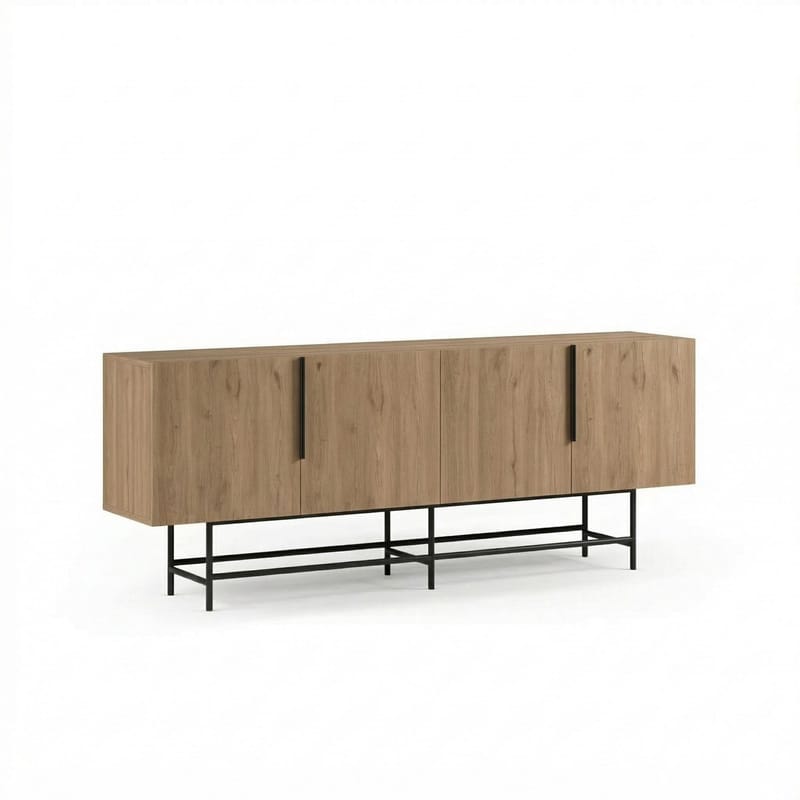Truvia Konsol 200x77,9x40 cm, Natural Oak og Black