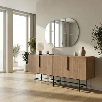 Truvia Konsol 200x77,9x40 cm - Natural Oak og Black - Opbevaring - Opbevaringsmøbler - Skænke & sideboards