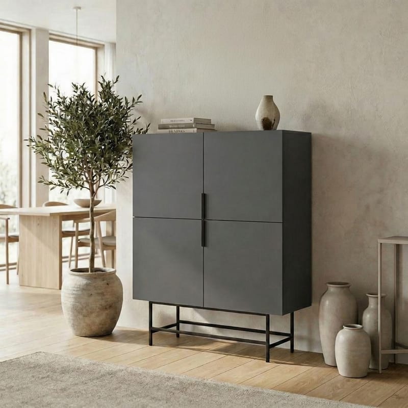 Truvia Skænk 100x128x40 cm - Antracit sort - Opbevaring - Opbevaringsmøbler - Skænke & sideboards