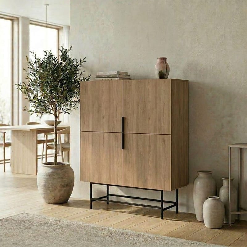 Truvia Skænk 100x128x40 cm - Naturlig eg sort - Opbevaring - Opbevaringsmøbler - Skænke & sideboards