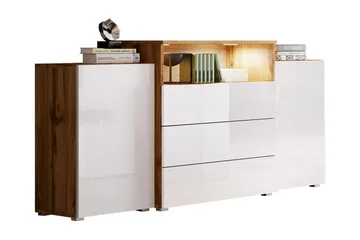Urbanie Kommode 39x150 cm LED - Hvid/Natur - Opbevaring - Opbevaringsmøbler - Kommode