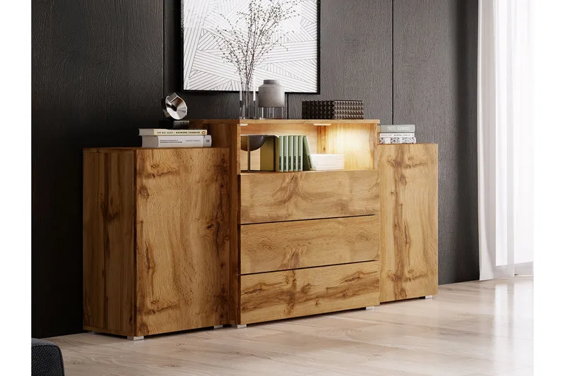 Urbanie Kommode 39x150 cm LED - Natur - Opbevaring - Opbevaringsmøbler - Kommode