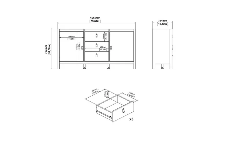 Vallvidera Skænk 151x38 cm - Beige - Opbevaring - Opbevaringsmøbler - Skænke & sideboards