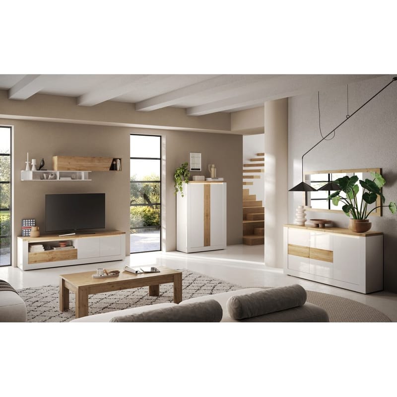 Vandesar Skænk 160 cm - Natur/Hvid - Opbevaring - Opbevaringsmøbler - Skænke & sideboards