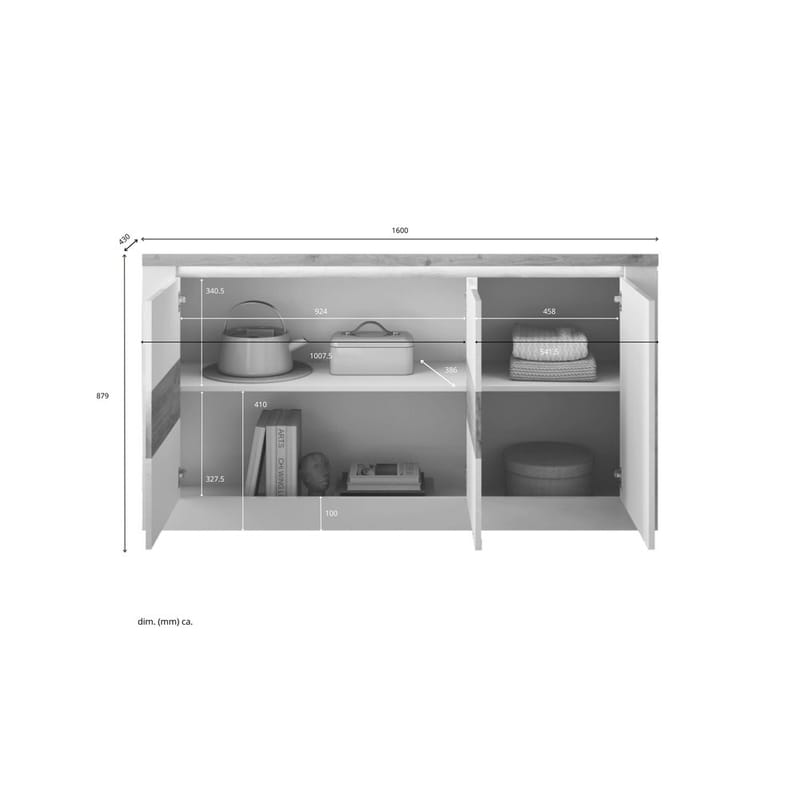 Vandesar Skænk 160 cm - Natur/Hvid - Opbevaring - Opbevaringsmøbler - Skænke & sideboards