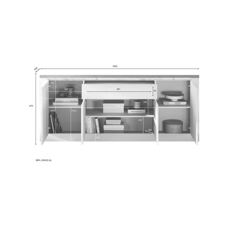 Vandesar Skænk 207 cm - Natur/Hvid - Opbevaring - Opbevaringsmøbler - Skænke & sideboards