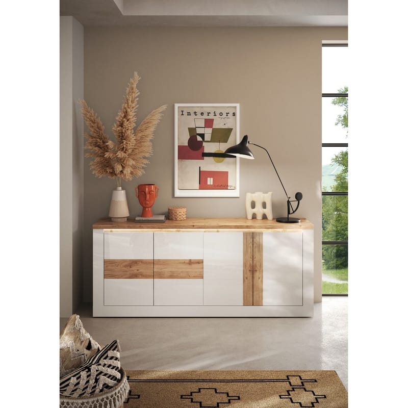 Vandesar TV-bænk 207 cm - Natur/Hvid - Opbevaring - Opbevaringsmøbler - Skænke & sideboards